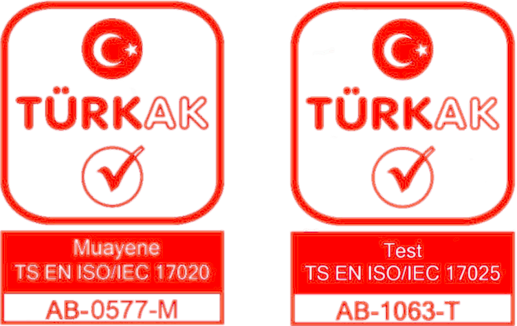 Prosafety TÜRKAK 17020 ve 17025 akreditasyon logoları